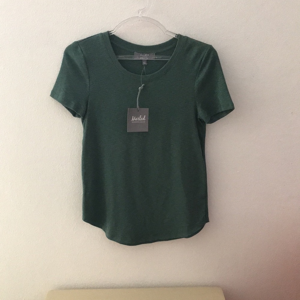 New Marled  Round Crew Neck Top in Green Size S